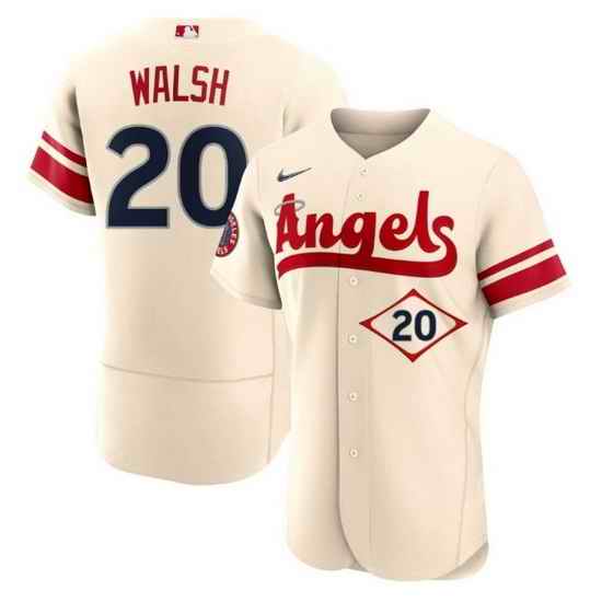 Men Los Angeles Angels 20 Jared Walsh 2022 Cream City Connect Flex Base Stitched Jersey
